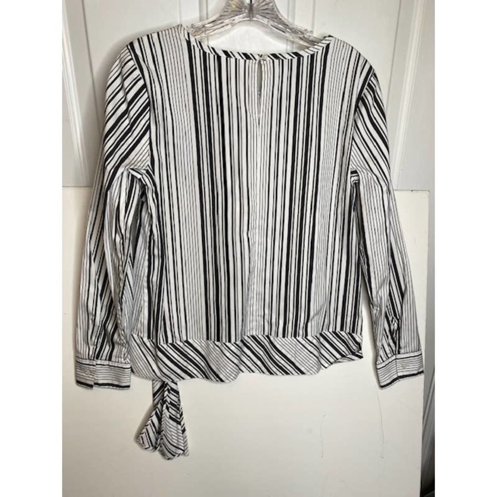 Talbots white /black striped Blouse Sz small